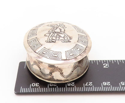 925 Sterling Silver Vintage Pill Box RTT NAVAJO Carved Girl (OPENS)  TR3793