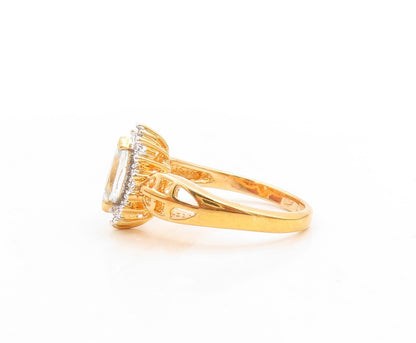 925 Sterling Silver Vintage Ring Gold Plated Marquise Cut CZ Inlay Sz 8  RG31564