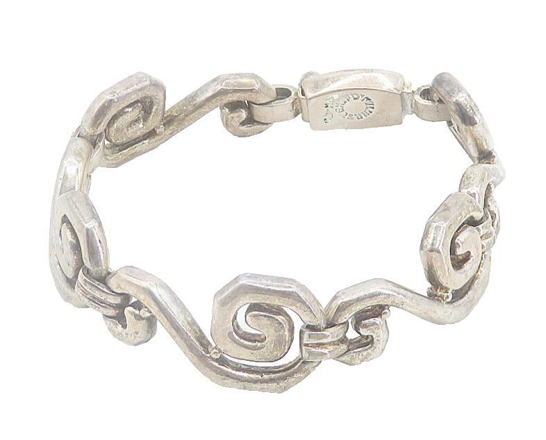 MEXICO 925 Sterling Silver  Vintage Dark Tone Spiral Chain Bracelet  BT3401