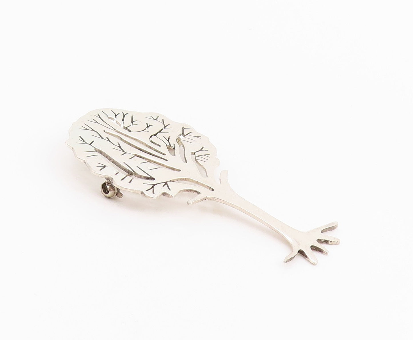 925 Sterling Silver Vintage Brooch Pin Solid Designer Cutout Tree  BP11685