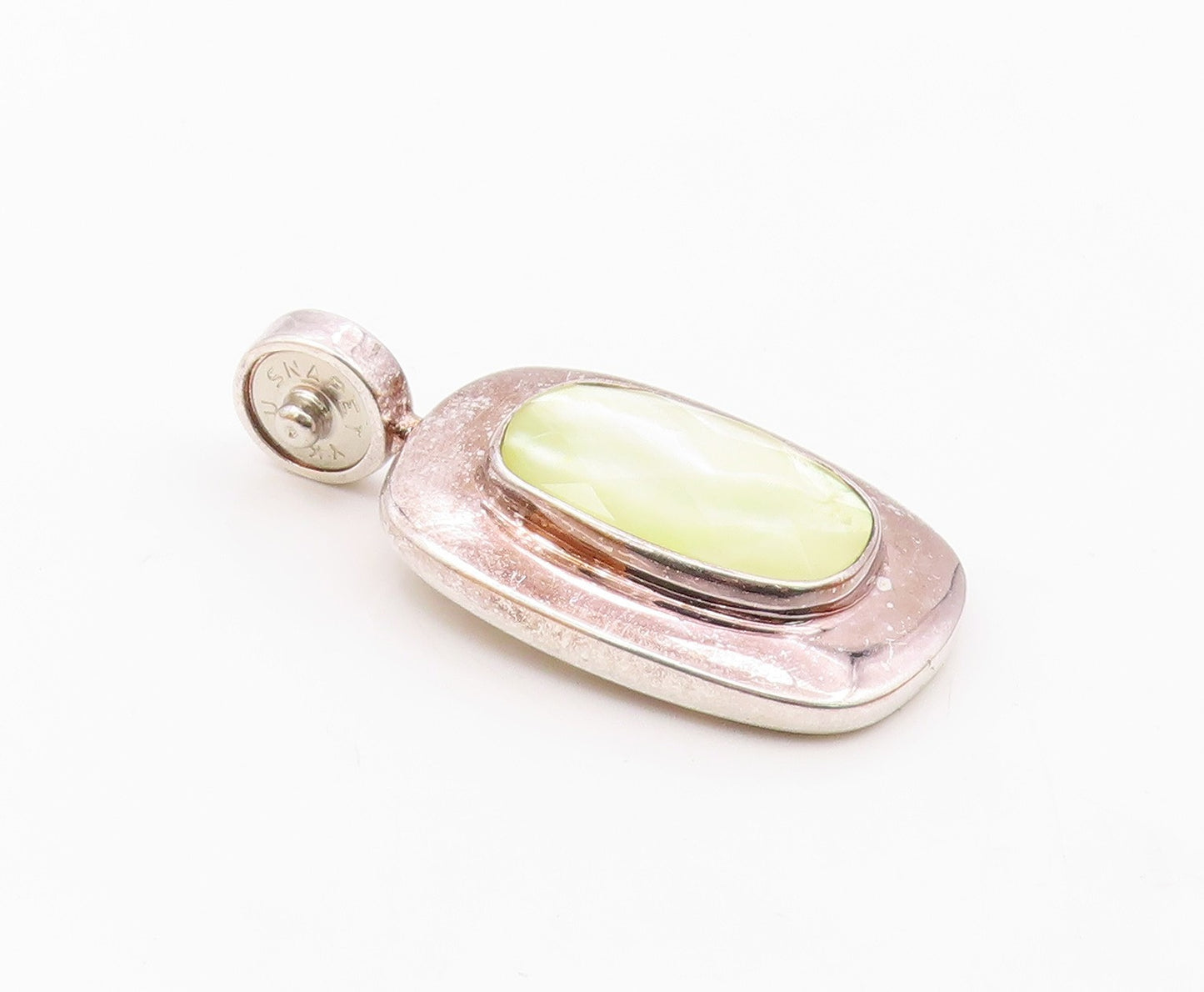 ESPO SIG 925 Silver  Vintage Faceted Mother Of Pearl Cutout Pendant  PT17720