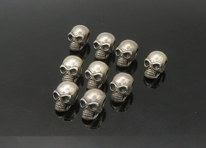 925 Sterling Silver  Vintage 9 Pcs. Skeleton Head Bead Charms  TR3055