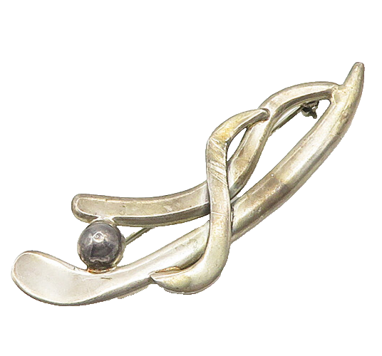 MEXICO 925 Sterling Silver  Vintage Dark Tone Smooth Shiny Brooch Pin  BP7338