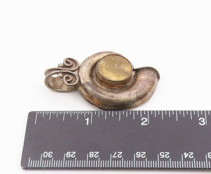 925 Sterling Silver  Vintage Topaz Dark Tone Hollow Swirl Pendant  PT13788