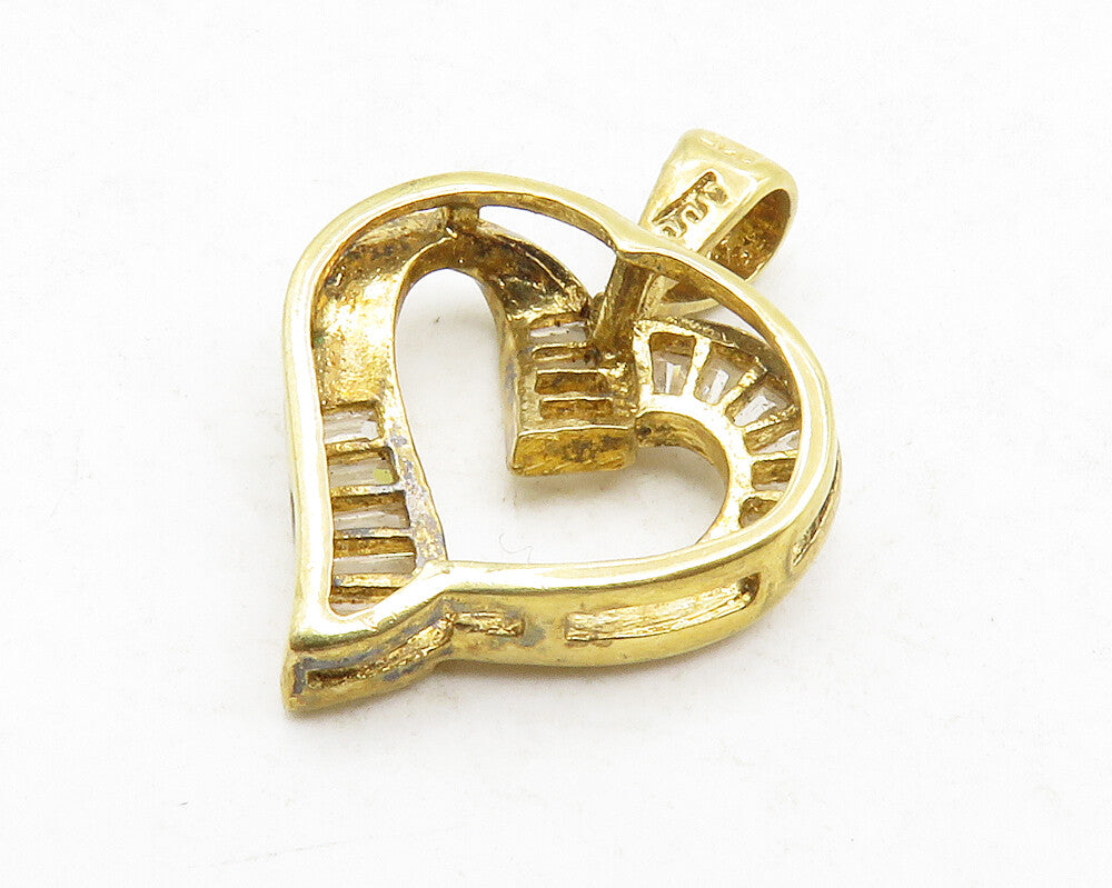 925 Sterling Silver  Cubic Zirconia Gold Plated Love Heart Pendant  PT10554