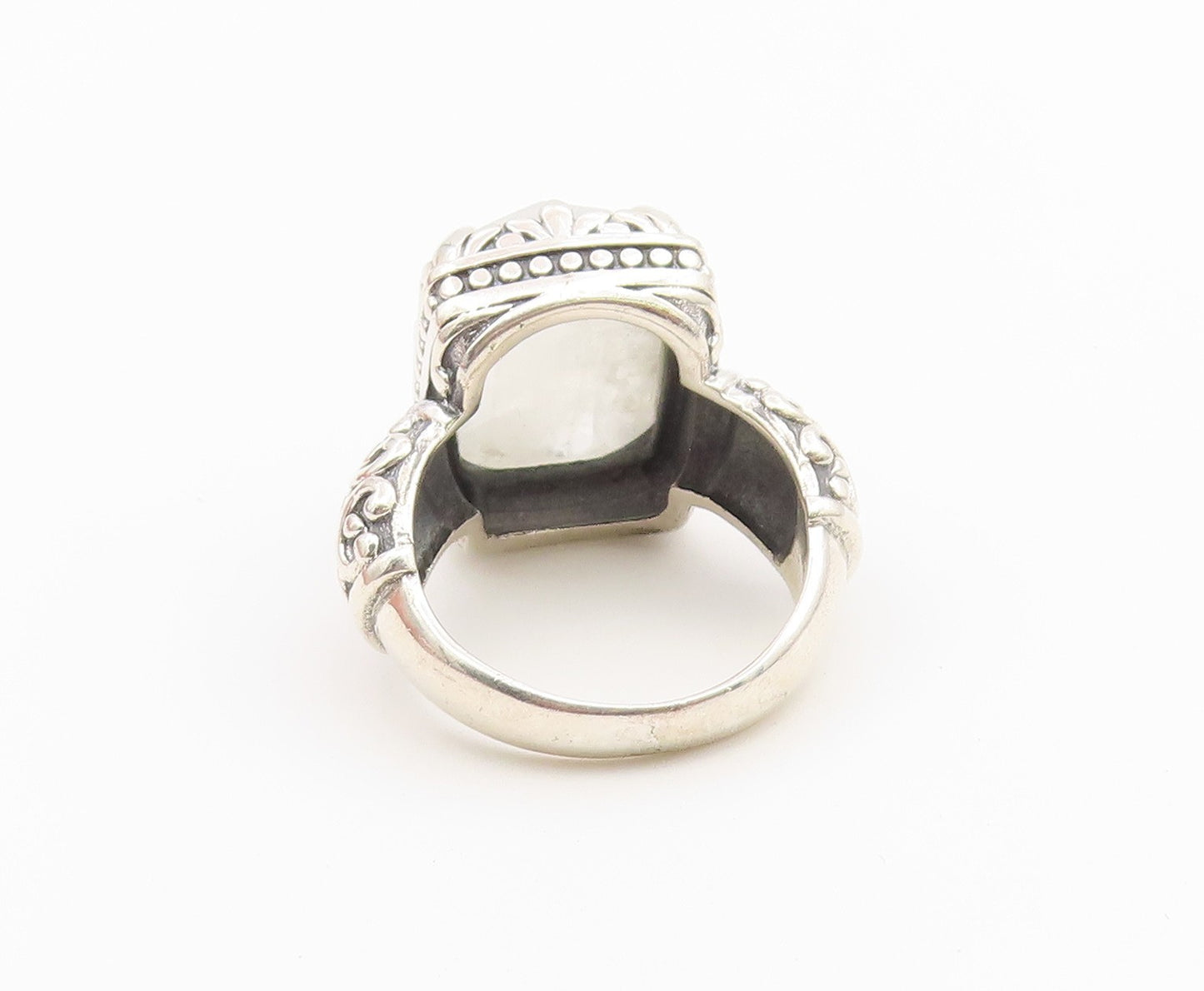 925 Sterling Silver Vintage Ring Faceted Moonstone Statement Band  Sz 8  RG36796