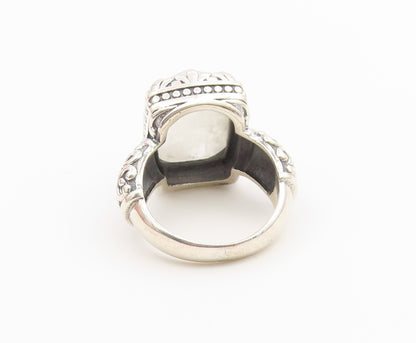 925 Sterling Silver Vintage Ring Faceted Moonstone Statement Band  Sz 8  RG36796