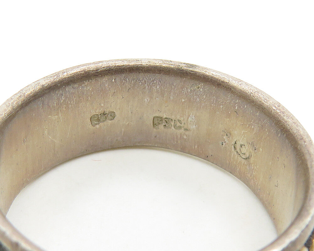 PETER STONE 925 Sterling Silver  Vintage Raised Pattern Band Ring Sz 9 RG17703
