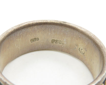 PETER STONE 925 Sterling Silver  Vintage Raised Pattern Band Ring Sz 9 RG17703