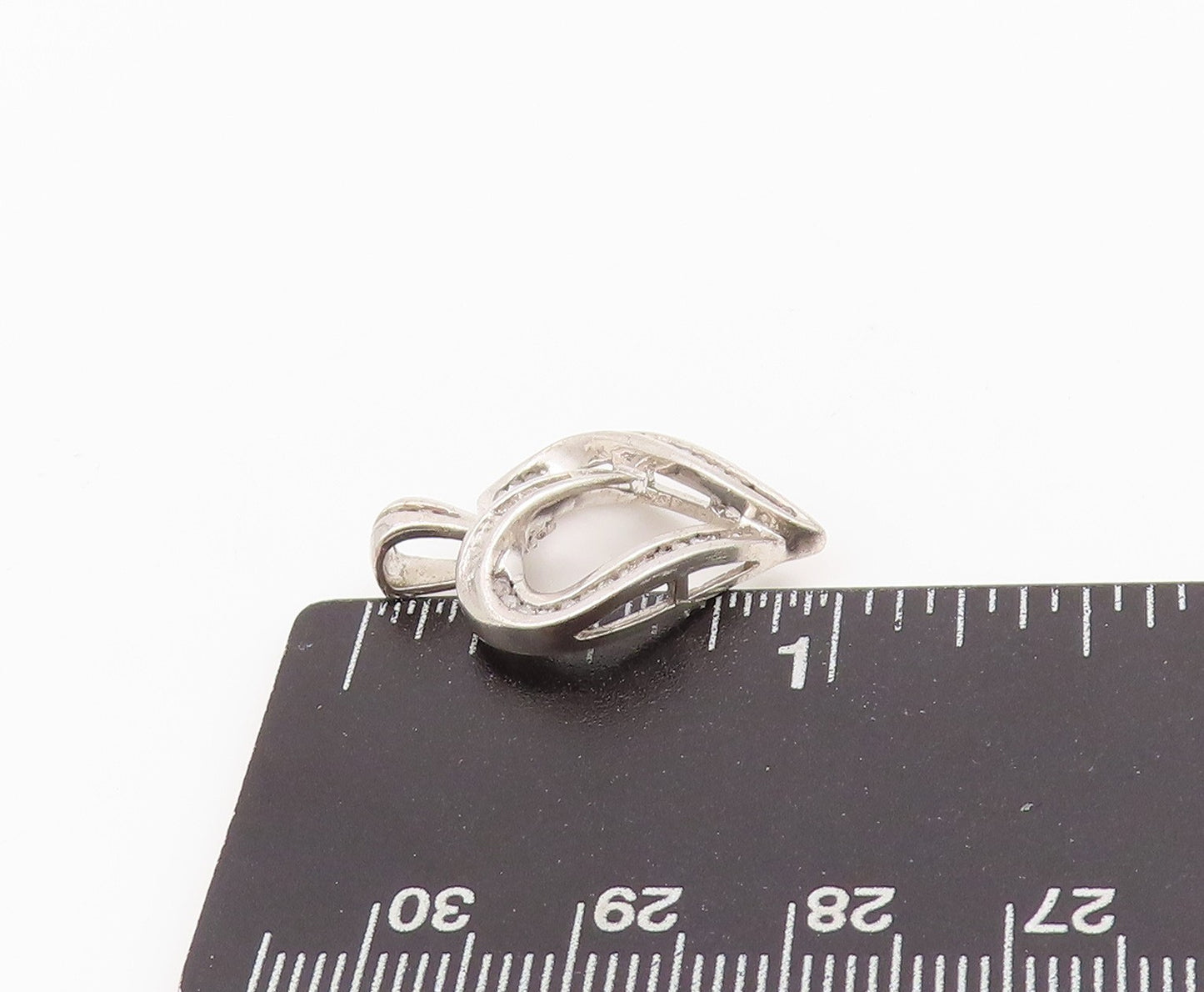 925 Sterling Silver Vintage Pendant Designer Diamonds Inlay Cutout Heart PT24306