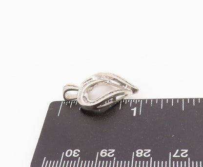 925 Sterling Silver Vintage Pendant Designer Diamonds Inlay Cutout Heart PT24306