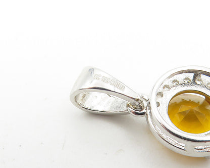 925 Sterling Silver  Round Cut Citrine & Topaz Petite Drop Pendant  PT8716