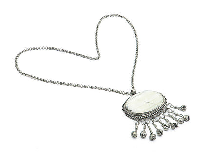 925 Sterling Silver  Vintage Antique Mother Of Pearl Chain Necklace  NE1078