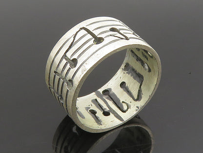 925 Sterling Silver  Vintage Open Musical Notes Band Ring Sz 7  RG24629