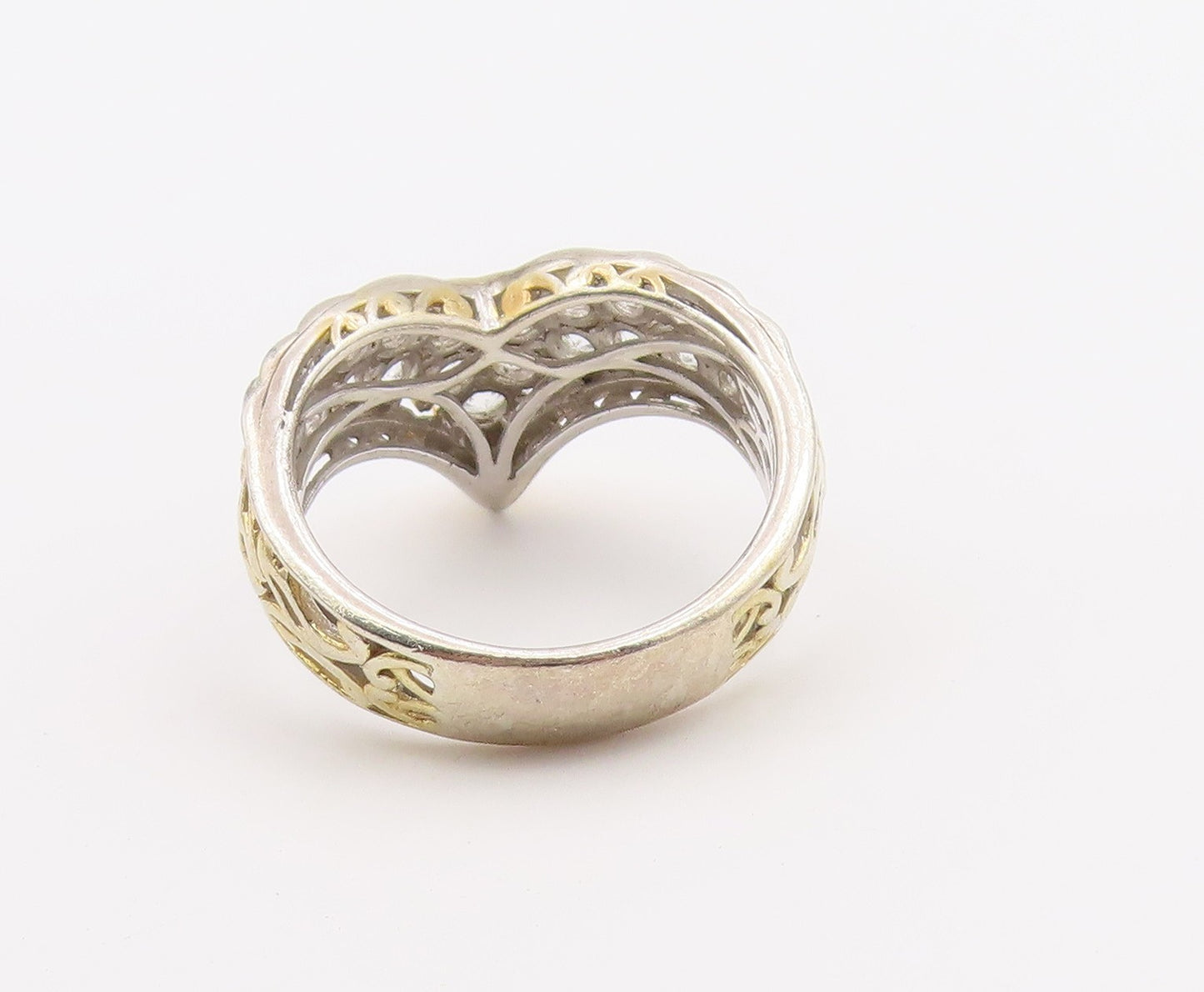 925 Sterling Silver Vintage Ring MICHAEL VALITUTTI CZ V Shape Band Sz 10 RG36521