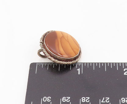 925 Sterling Silver Vintage Pendant Jasper With Twisted Rope Border  PT25528