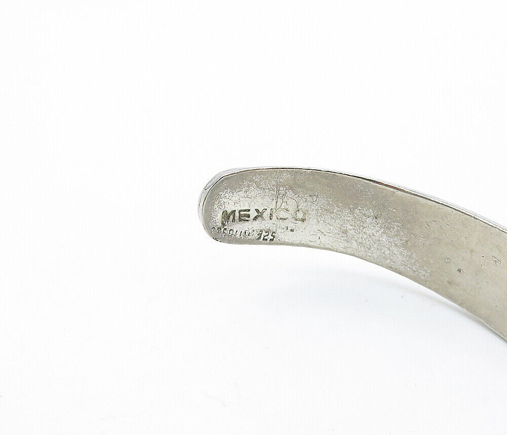 MEXICO 925 Silver  Vintage Black Onyx Striped Pointed Cuff Bracelet  BT2522