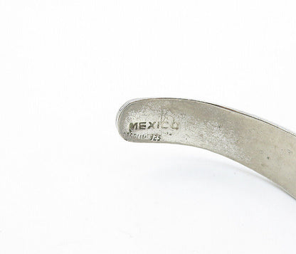 MEXICO 925 Silver  Vintage Black Onyx Striped Pointed Cuff Bracelet  BT2522