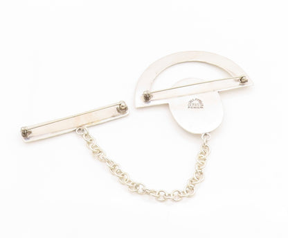 925 Sterling Silver Vintage Brooch MEXICO Fire Opal Long Tie Bar Pin   BP11767