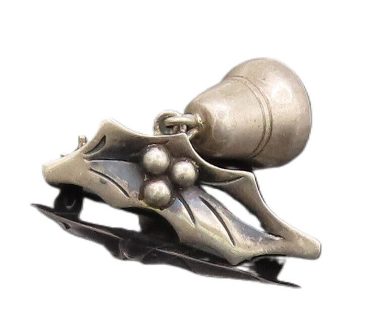925 Sterling Silver Vintage Brooch Pin DAMASO GALLEGOS Bell Jingles  BP10563