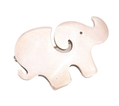 925 Sterling Silver Vintage Brooch Pin MEXICO Solid Cutout Elephant  BP10738