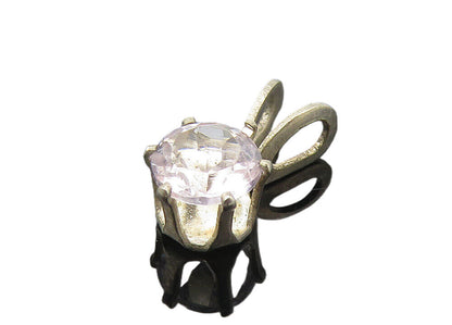 925 Sterling Silver  Vintage Prong Set Round Cut Topaz Petite Pendant  PT9167