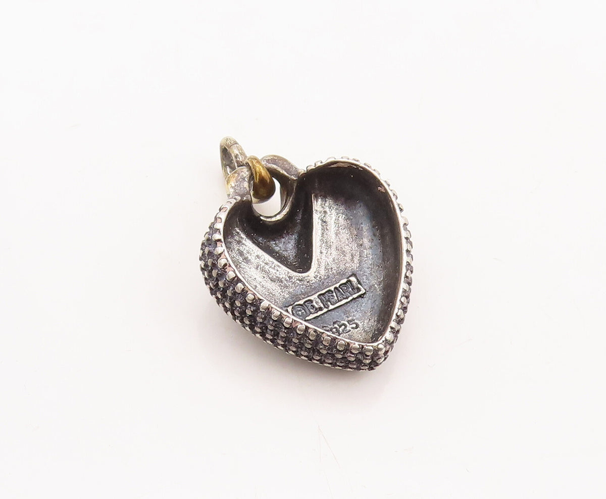 925 Sterling Silver Vintage Pendant ERWIN PEARL Designer Carved Heart  PT23154