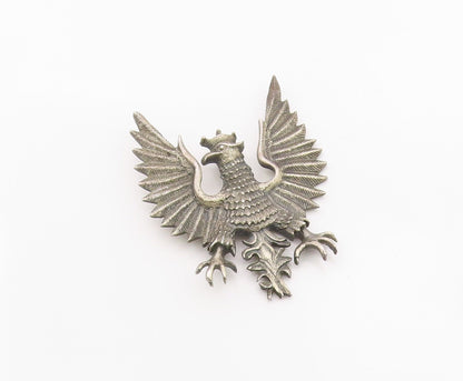 925 Sterling Silver Vintage Pendant POLAND Royal Crowned Eagle Emblem  PT26322