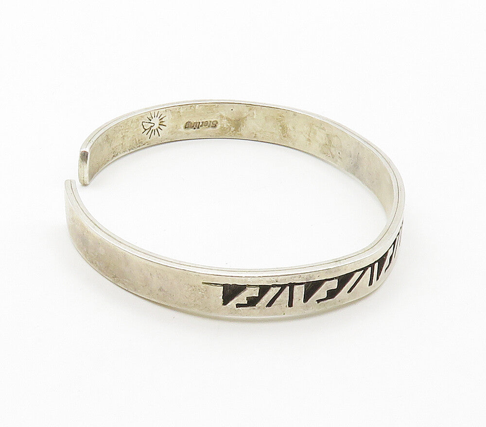 NAVAJO 925 Silver  Vintage Oxidized Pattern Petite Cuff Bracelet  BT6297