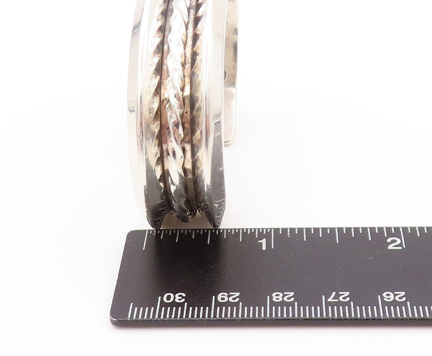 925 Sterling Silver Vintage Bracelet ZUNI Solid Twisted Rope Band Cuff  BT11228