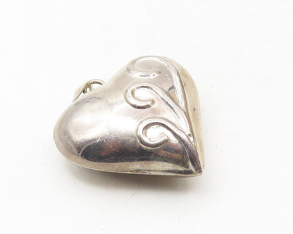 TAXCO 925 Sterling Silver  Vintage Swirl Puffy Love Heart Pendant  PT7534