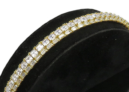 925 Sterling Silver  Vintage Cubic Zirconia Gold Plated Chain Bracelet  BT9248