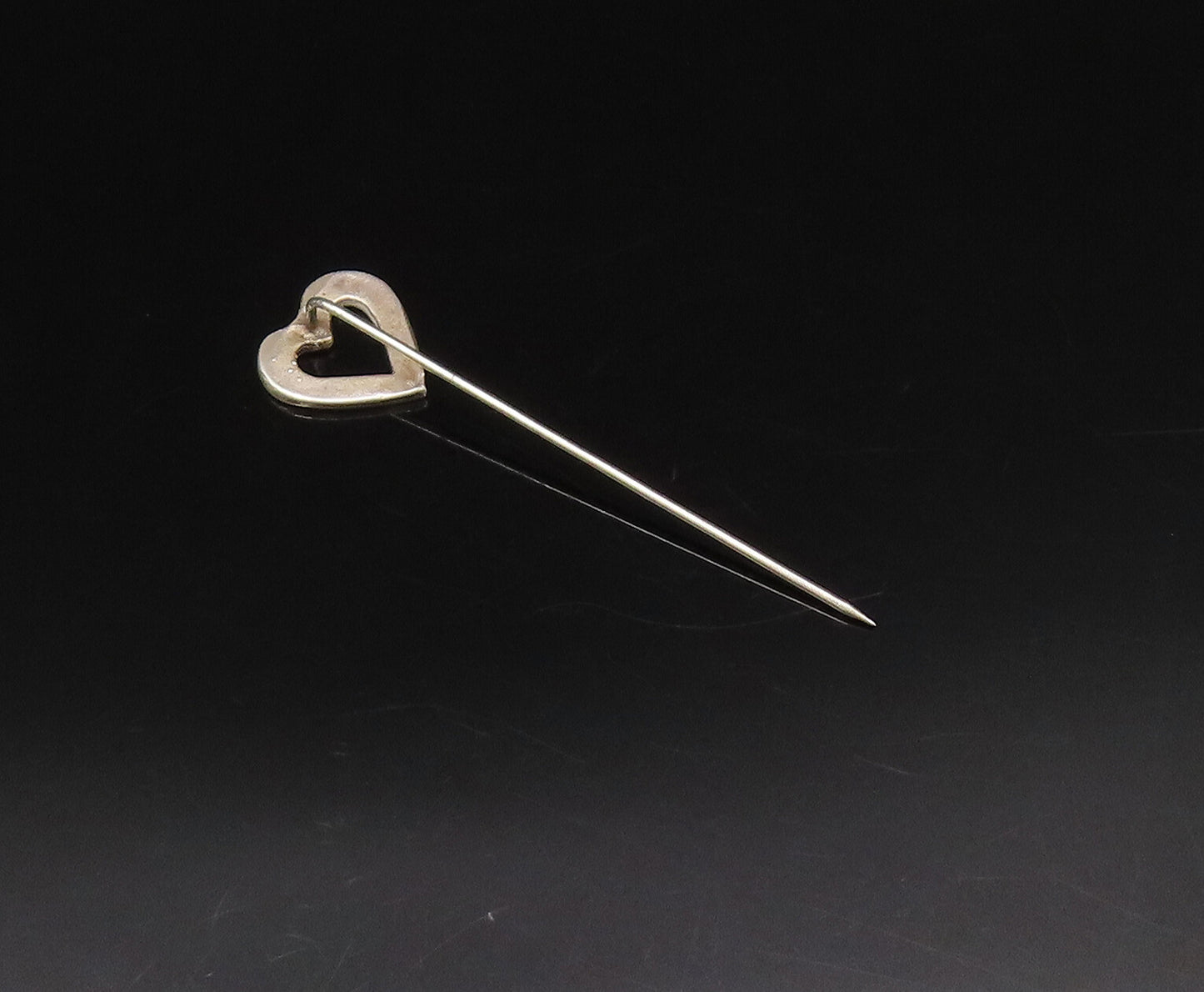 SOUTHWESTERN 925 Silver Vintage Crushed Turquoise Love Heart Lapel Pin TR3467