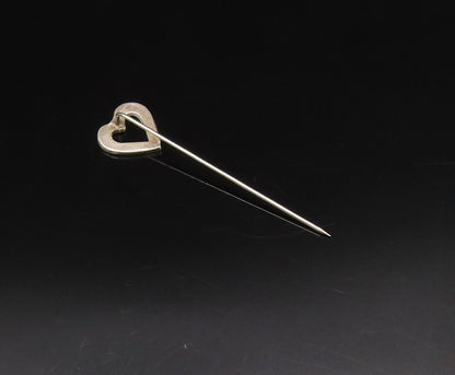 SOUTHWESTERN 925 Silver Vintage Crushed Turquoise Love Heart Lapel Pin TR3467
