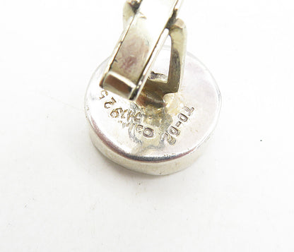 MEXICO 925 Sterling Silver  Vintage Shiny Round Concave Cuff Links  TR1559