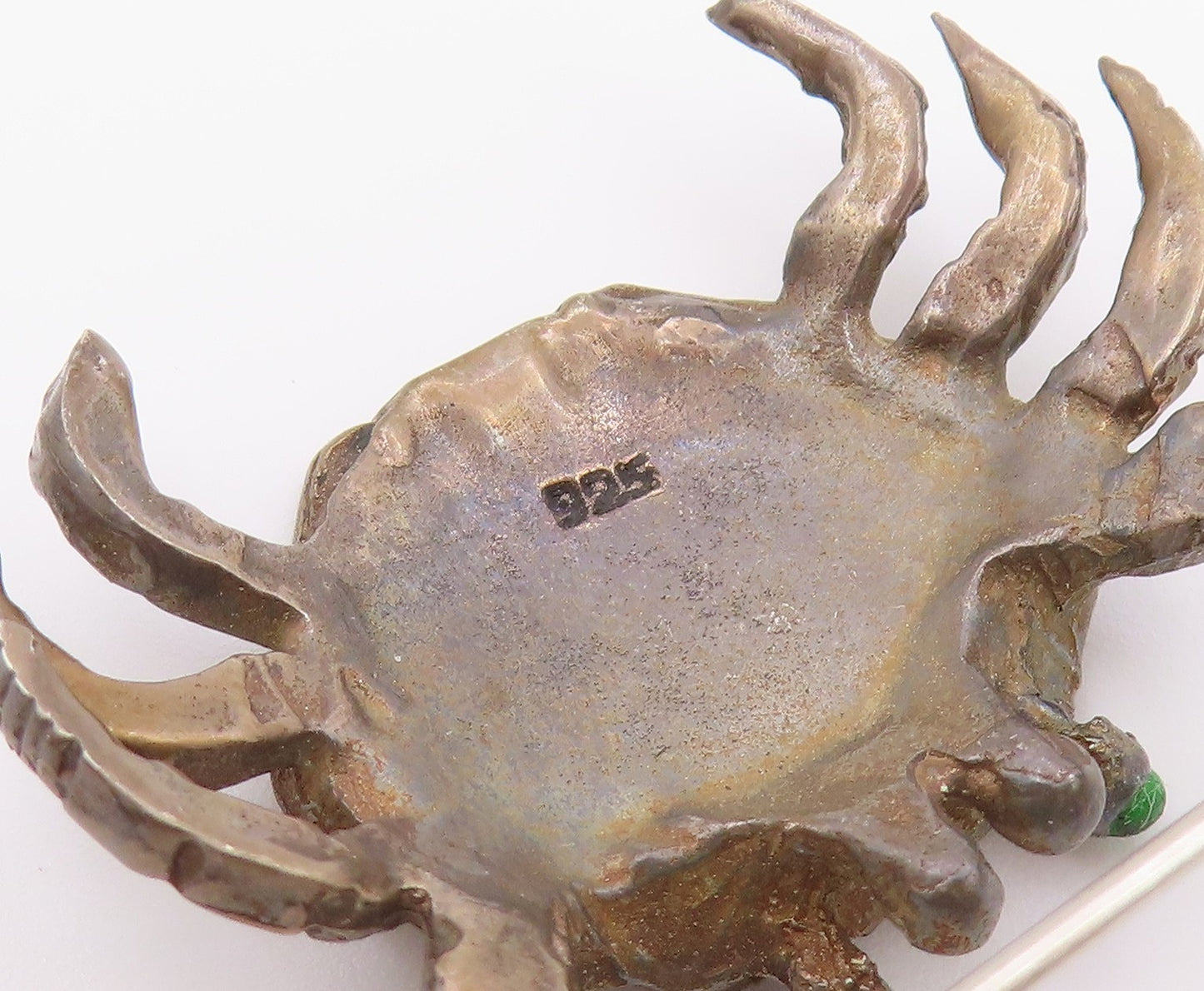 925 Sterling Silver Vintage Brooch Pin Classic Turquoise Eye Crab Cutout BP12630