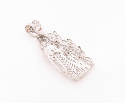 925 Sterling Silver  Vintage Royal King With Topaz Sword Pendant  PT21714