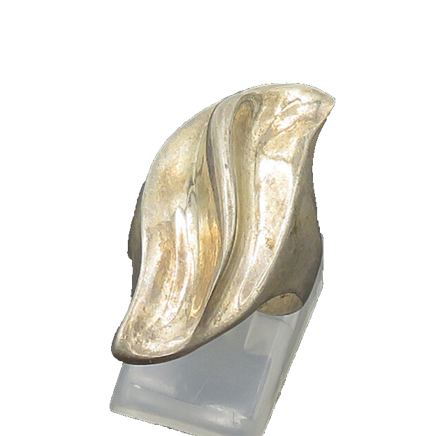 925 Sterling Silver  Vintage Shiny Sculpted Swirl Band Ring Sz 7  RG21356
