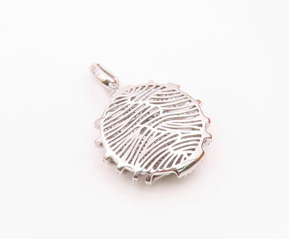 925 Sterling Silver  Vintage Sparkly Topaz 3D Zig Zag Pendant  PT20384
