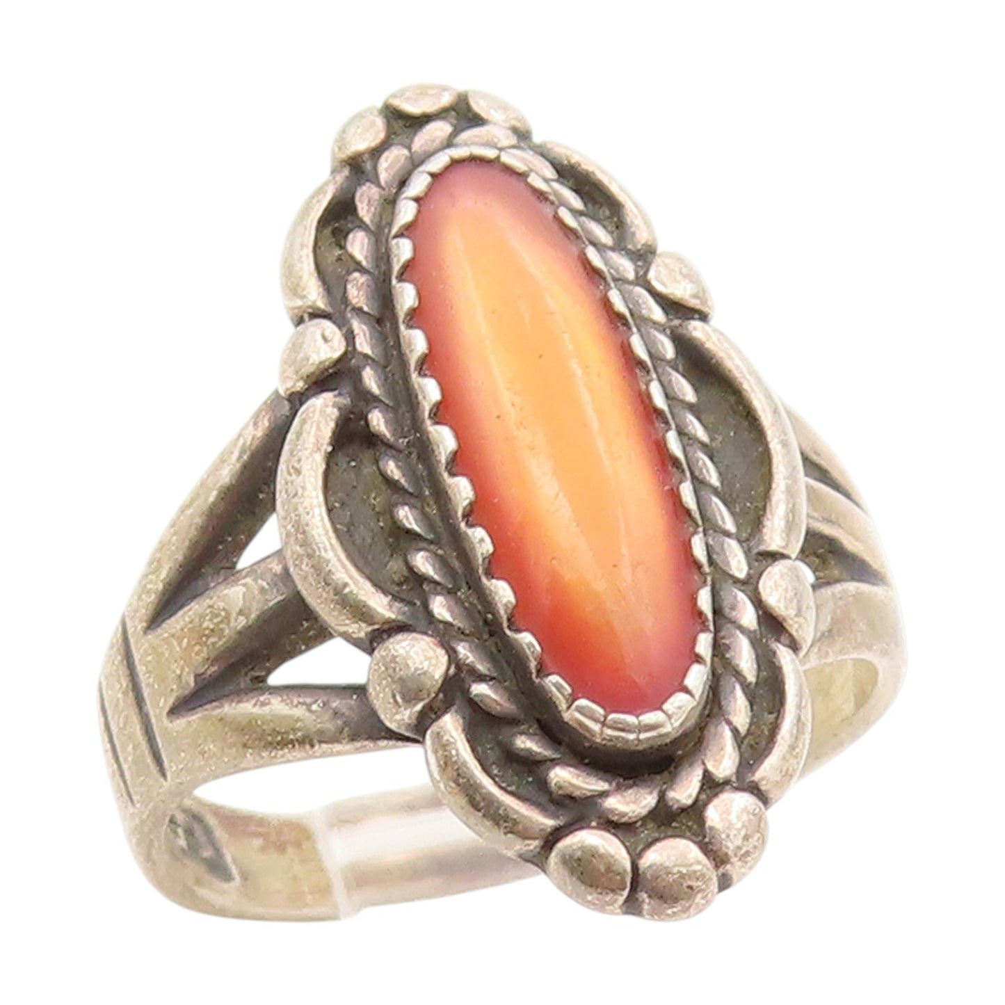 925 Sterling Silver Vintage Ring WHEELER Cat Eye Statement Band  Sz 5  RG34584