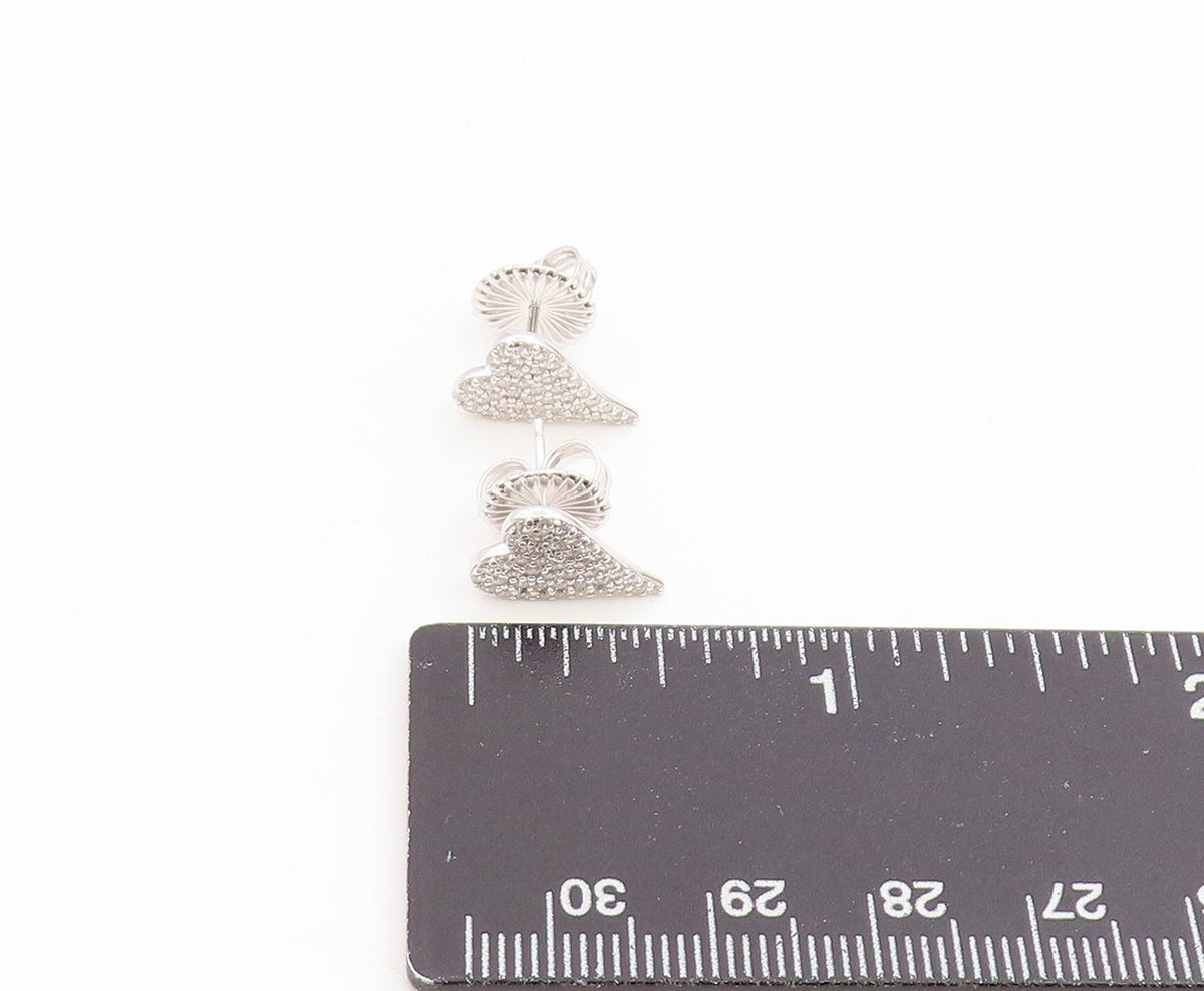925 Sterling Silver Vintage Earrings Elegant Cluster CZ love Heart Stud  EG14340