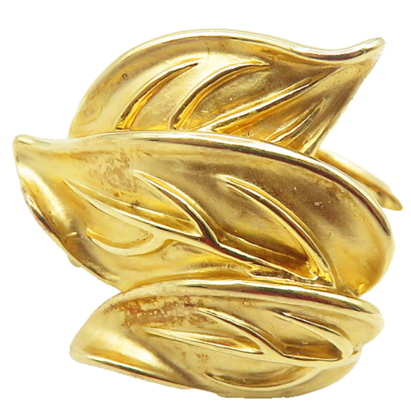 ROSS SIMON 925 Sterling Silver Gold Plated Floral Leaves Band Ring Sz 7  RG12066