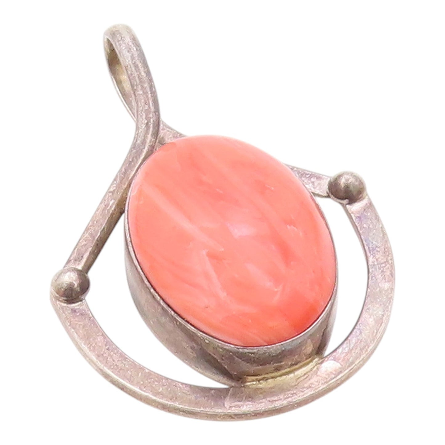 MEXICO 925 Sterling Silver Vintage Cabochon Rhodochrosite Pendant PT22302