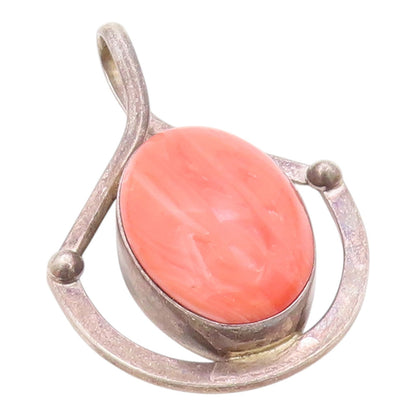 MEXICO 925 Sterling Silver Vintage Cabochon Rhodochrosite Pendant PT22302