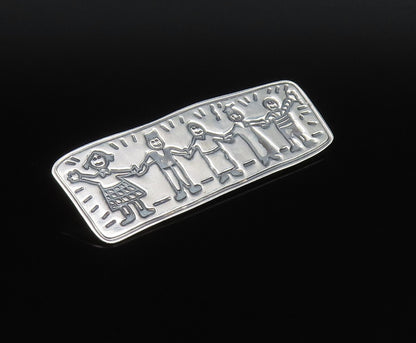 EFS MEXICO 925 Silver  Vintage Students Holding Hands Brooch Pin  BP9938