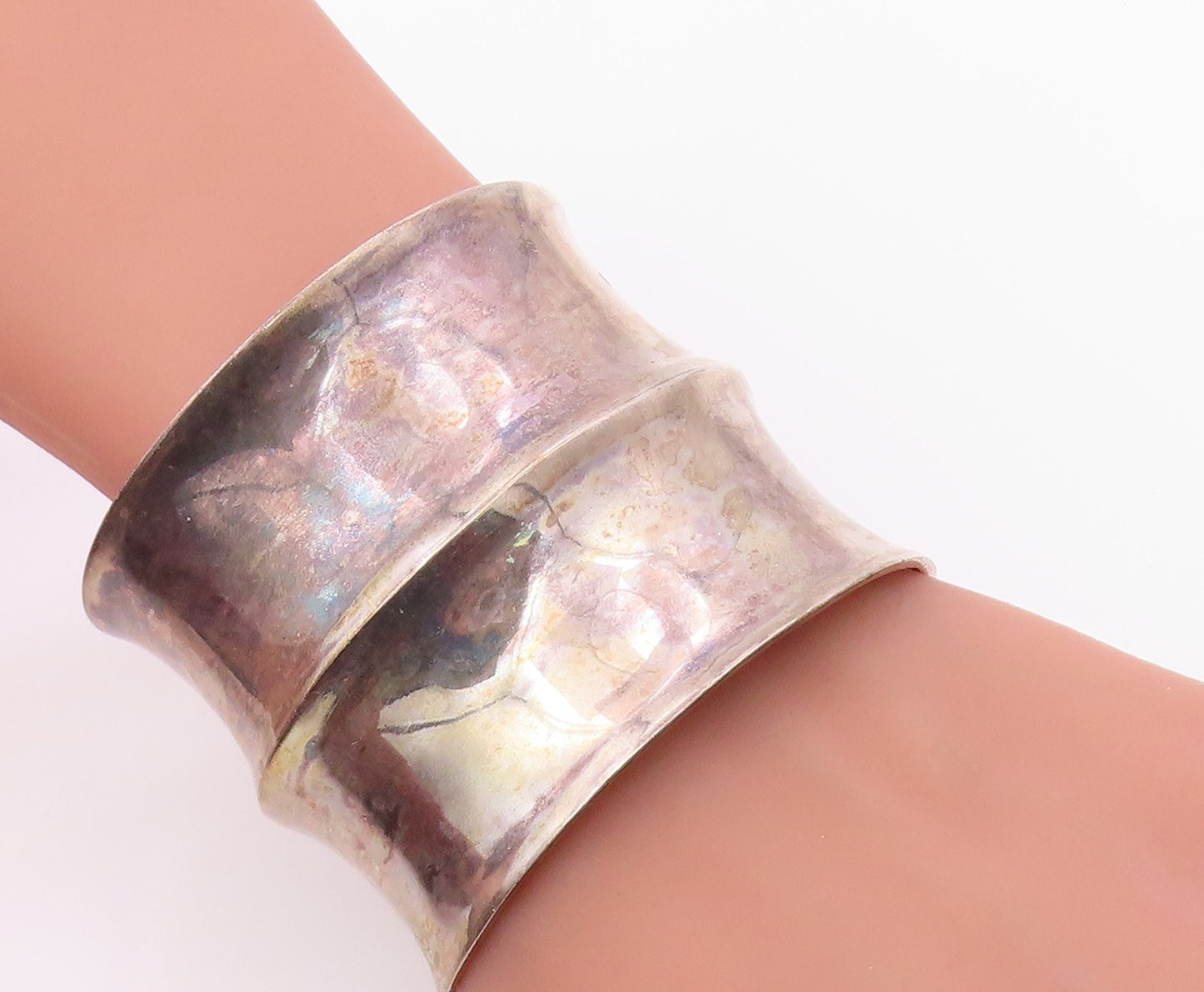 925 Sterling Silver Vintage Bracelet PAMELA LEVIN Modernist Wide Cuff  BT12132