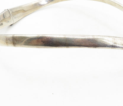 MEXICO 925 Sterling Silver  Vintage Black Stone Hinge Collar Necklace  NE1585