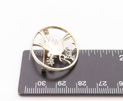 925 Sterling Silver Vintage Brooch Cutout Dove Of Peace  BP11648