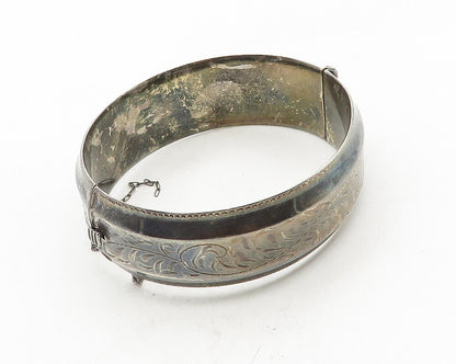 LADGE FAYRE 925 Silver  Vintage Oxidized Floral Vine Bangle Bracelet  BT4317