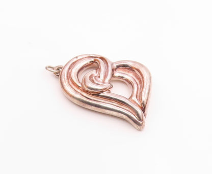 DESIGNER 925 Silver  Vintage Dark Tone Hollow Love Heart Pendant  PT19496